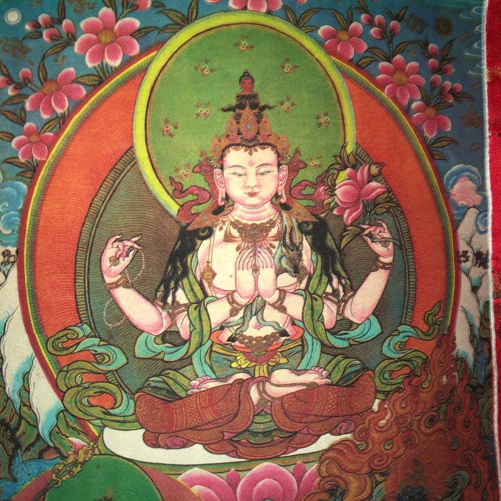 Traditional Tibetan Tonka scroll wall hanging